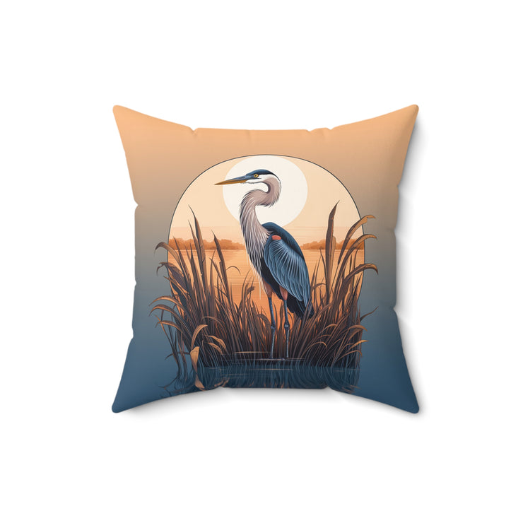 Great Blue Heron - Spun Polyester Square Pillow