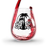 Palms & Hibiscus - Stemless Wine Glass, 11.75oz