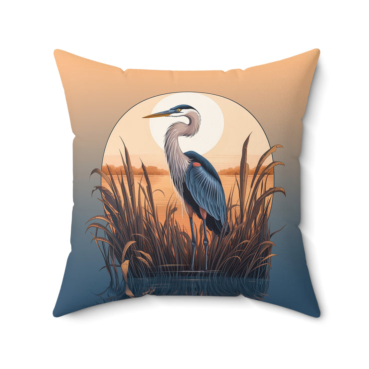 Great Blue Heron - Spun Polyester Square Pillow