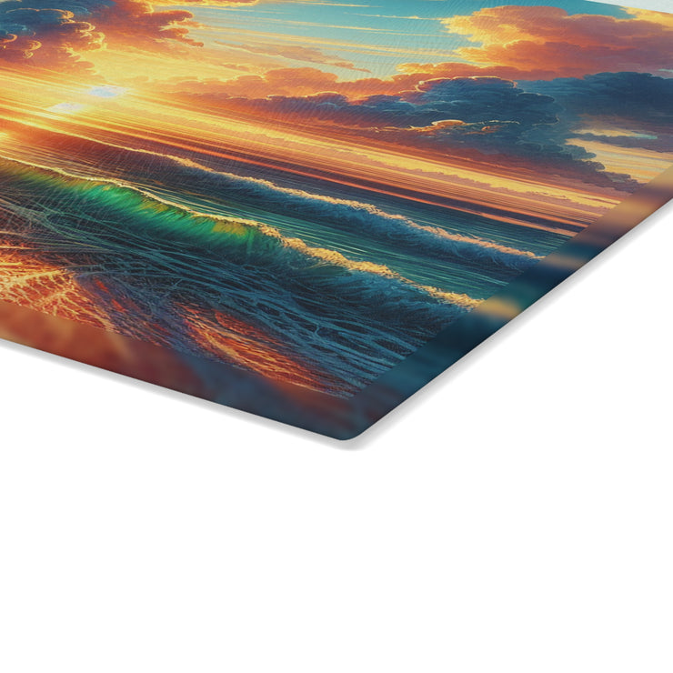 Beach Scene-02 Glass Cutting Board