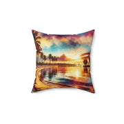 Beach Scene Spun Polyester Square Pillow-01 - Shore-n-Decor