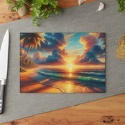 Beach Scene-02 Glass Cutting Board