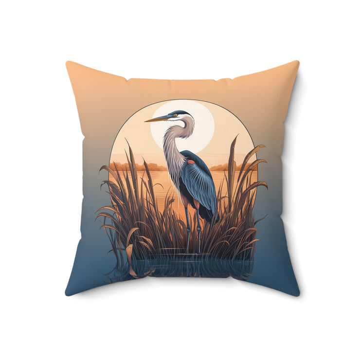 Great Blue Heron - Spun Polyester Square Pillow