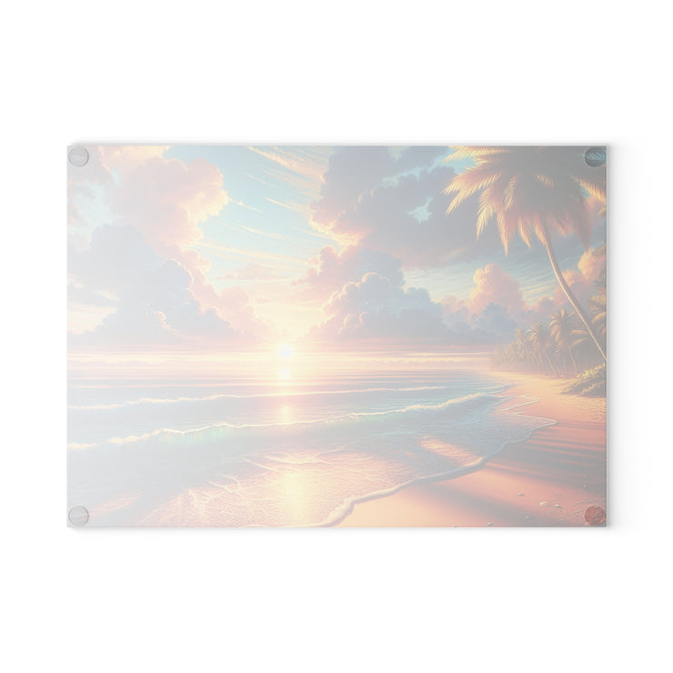 Beach Scene-02 Glass Cutting Board